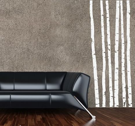 Birch Tree Trunk Wall Decal 72" Tall Grey