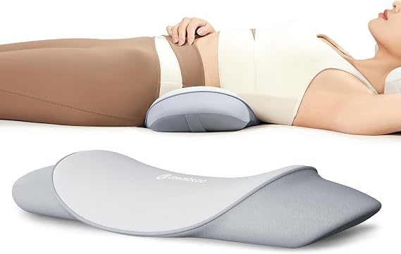 Lumbar Support Pillow for Sleeping, Ergonomic Design Memory Foam Back Lumbar Support Cushion for Lower Back Pain Relief Bed Waist Sleep Support Pillow for Side