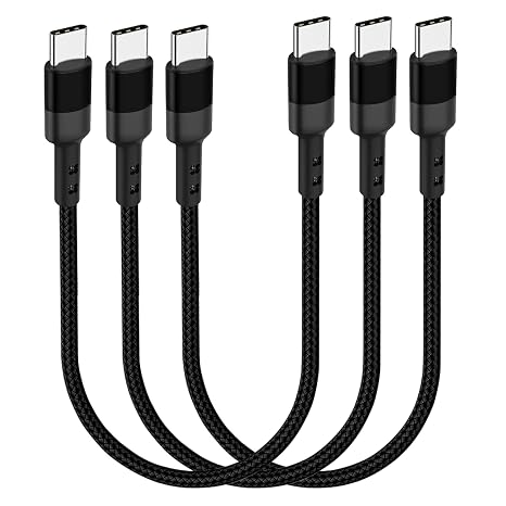 USB C to USB C Cable 1FT, 3-Pack 12 inch 20V 3A Type C PD Fast Charging Cord Compatible with Samsung Galaxy S20/S9 Ultra Note 20, Pixel 4/3 XL, MacBook Air iPad Pro 2020