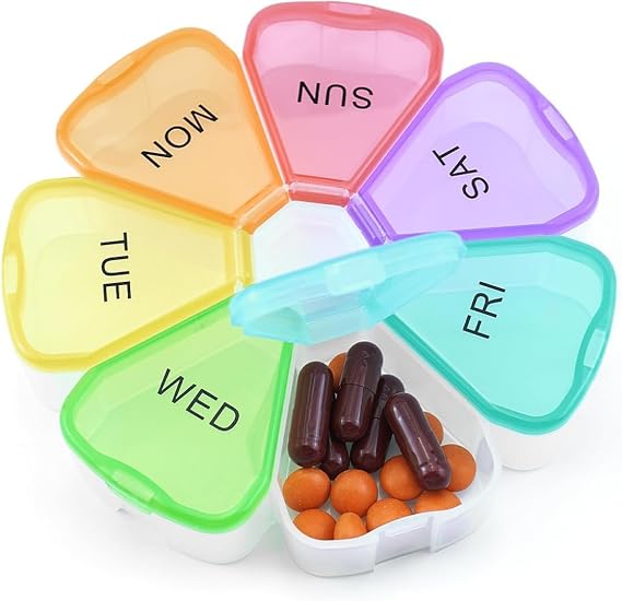 Pill Box, 7 Day Pill Organiser,Premium Quality Weekly Organizer to Hold Vitamins,Pill Boxes 7 Day Pill Organiser for Supplements, Medication Travel