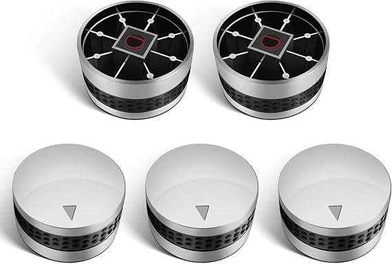 Unicook 5 Pack Grill Control Knobs Replacement, Chrome Plated Plastic with Nonslip Grip, Fits Gas BBQ with D Shaped Valve Stem, Including 5 Knobs and 15 Adaptors