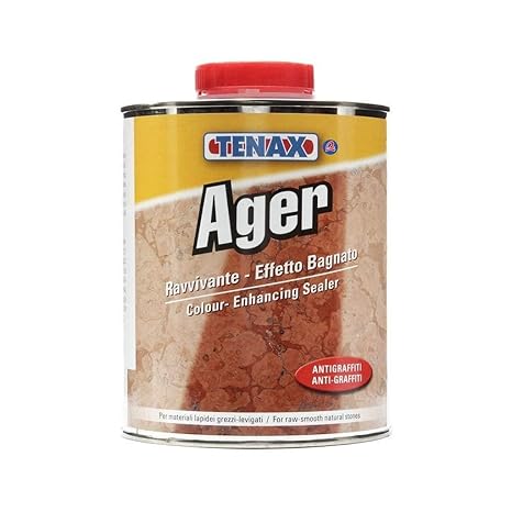 Tenax AGER Color Enhancing Sealer - 1 Quart | Wet-Look Granite & Marble Sealer | Stone Enhancer for Granite, Marble, Travertine | Deepens Color & Protects Against Stains | Indoor/Outdoor Use