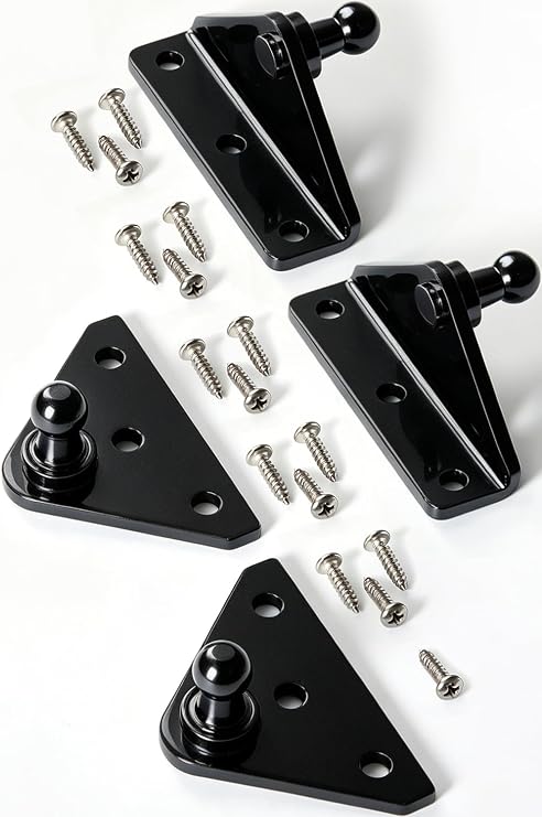 Vepagoo Gas Strut Mounting Brackets, 10mm Ball Stud Mounting Bracket, Black | Brackets for Gas Struts, Lift Support with 2pcs L-Type, 2pcs Flat-Type and 16pcs Screws (Only Fits 10mm Ball Head)