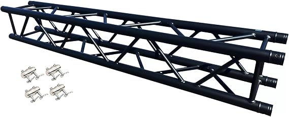 Black 6.56 FT/2M Square Box Lighting Trussing Section 11.42" x 11.42" (290 mm x 290 mm) Square Truss Trussing Segment Includes 4 couplers Fits All Major Name Brands