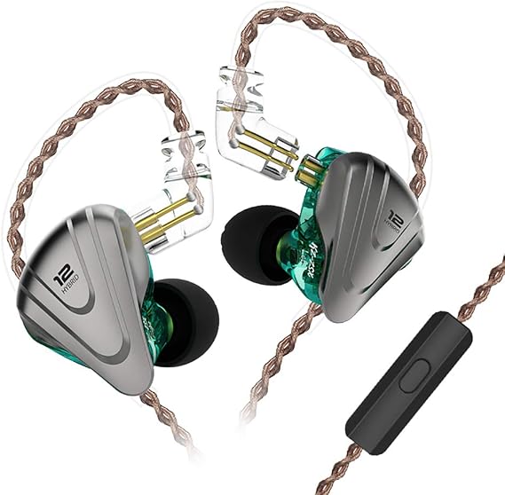 in-Ear Monitors, KZ ZSX 1DD+5BA Hybrid HiFi Stereo Noise Isolating Sport IEM Earphones/Earbuds/Headphones with Detachable Cable(with MIC, Cyan)