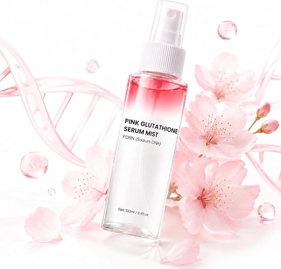 Sodium DNA PDRN Pink Glutathione Spray Serum, Korean Skin Care, Pink GlassGlow Serum Mist for Moisturizer, Rosewater Face Mist, Soothing and Firming, Uneven Skintone, Melasma Care for Face