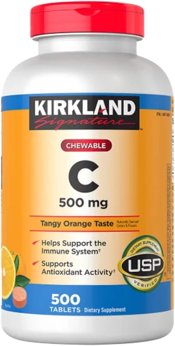 Kirkland Signature Chewable Vitamin C 500 Mg Tangy Orange Taste: 500 Tablets