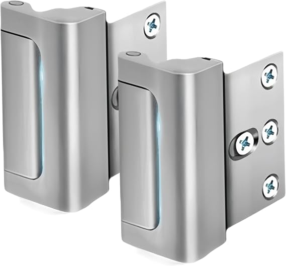 2Pcs Home Security Door Lock with Screws Robust Metal Security Door Locks with 3" Stop Tamper-Resistant Practical Tools for Home Safety and Privacy, Silver