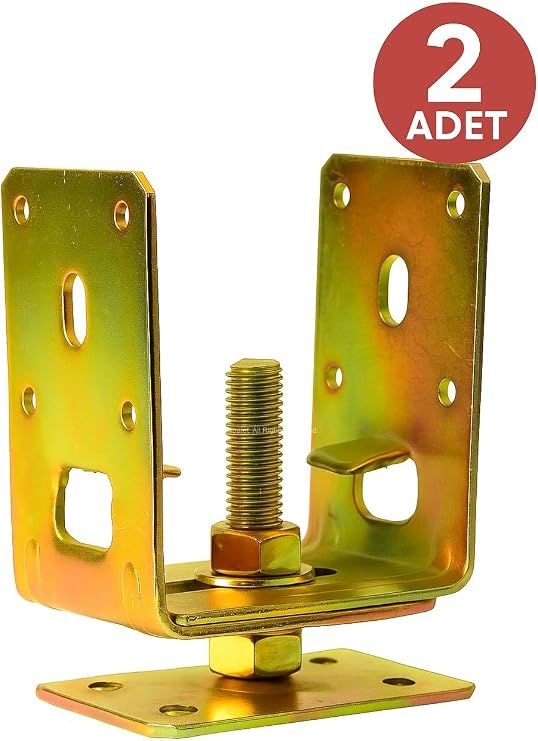 Metal Pergule Ayağı, 7‑12 cm Ayarlanabilir, M14 Civatalı, Tablalı, Bahçe, Kamelya, Tente Ayağı, Dayanıklı Galvanizli Pergola Ayak (2 Adet)