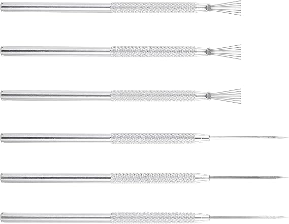 6Pcs Clay Pottery Sculpture Needle, Clay Pottery Sculpture Feather Wire Texture + Needle Detail Tools, Clay Needle Tool, Pottery Sculpture Needle Tool for Carving Scraping