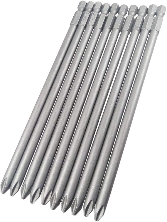 Wolfride 10pcs PH2 Long Magnetic Phillips Driver Bits 1/4 Inch Hex Shank Phillips Head Drill Bit Set Cross head screwdriver bits |5.9 Inch Length