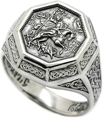 The Saint George the Victorious Archangel Mens Ring Silver