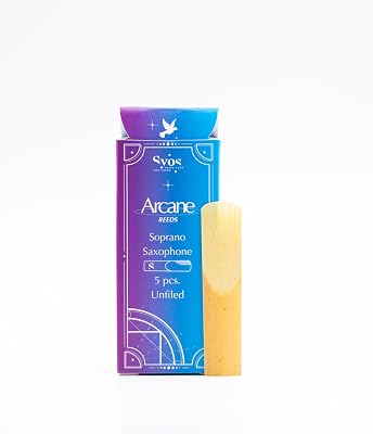 Syos Arcane Soprano Saxophone Reeds Strength 2.5 - Easy to Control Soprano Sax Reeds for a Warm and Rich Sound - Unfiled Reeds for Your Soprano Sax Mouthpiece - Box of 5 Reeds