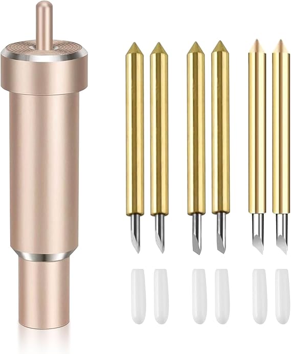 Fine-Cut Blade for Cricut Maker 4/3/Explore Air 3/Air 2/One 6 Replacement Blades with Casing Blade for Cricut (30°/45°/60°) for 1.5 mm Thick Cardstock/Vinyl/Cork/Fabric (Gold)