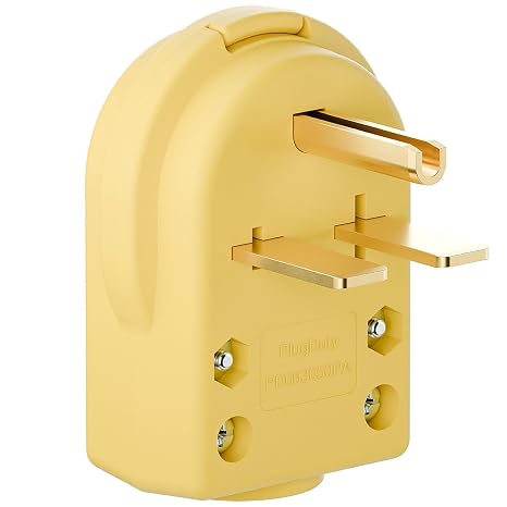 Nema 6-30P Plug Welder Plug 30 Amp 250 Volt Angle Plug, 3 Pole 3 Wire Grounding Straight Blade Plug for Welders, Work with Cable OD Max. 1.0 Inch Yellow