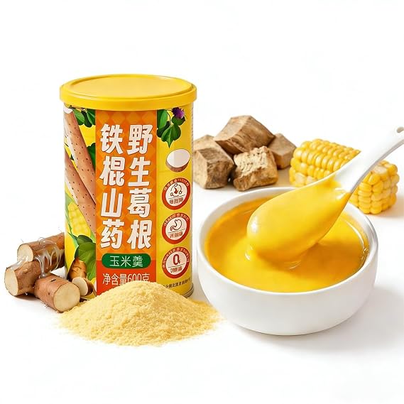 600g Chinese Yam Kudzu Corn Congee Mix, Instant Hot Cereal Powder, Non-GMO Traditional Breakfast, Easy Prep With Water Or Milk