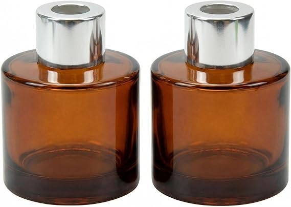 2 Pcs Empty Glass Aromatherapy Diffuser Bottles Essential Oils Containers Flower Bud Vases DIY Replacement Aromatherapy Diffuser Crafts Perfect for Home Fragrance Bathroom Decoration(Amber)