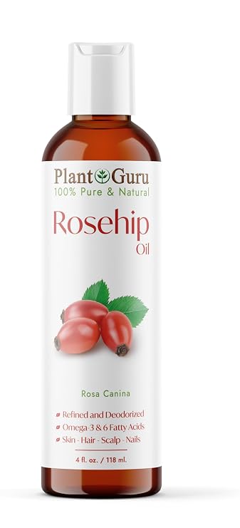 Rosehip Oil Refined 4 fl. oz. Cold Pressed, 100% Pure & Natural Carrier for Skin, Face, Body, and Hair Moisturizing. Great for DIY Creams, Lotions, and Lip Balms