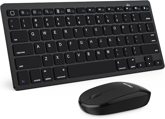 OMOTON Bluetooth Keyboard and Mouse for iPad, Slim & Silent, Black | Wireless keyboard & mouse for iPad. Slim design, quiet typing & silent clicks. Ideal for students, office & home use