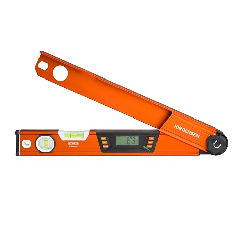 JORGENSEN Digital Angle Finder, Protractor Digital Level | Simple & Compound Miter Cuts;Portable Hanging Hook;Data Hold Function;4 Measurement Units;Easy Unit Switching