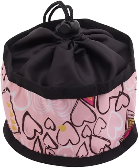 Doggles Foldable Travel Bowl, Pink Hearts - Large