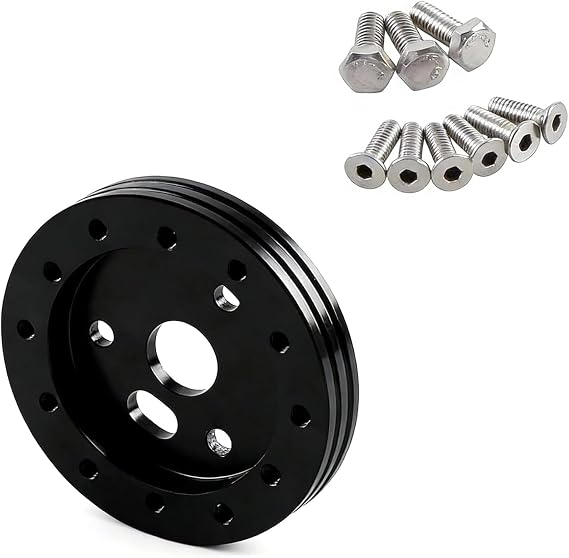 Car Steering Wheel Hub Adapter, 6-hole to 3-hole Steering Wheel Conversion Spacer, Alloy Quick Release Base Connector with Bolts, Modification Accessory for Most Vehicles (Black)