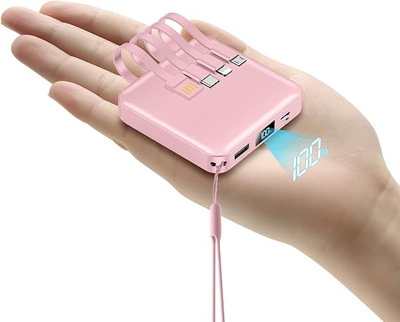 ummz Portable Charger with Built-in Cable,12000mAh 22.5W Fast Charging Small Power Bank,USB C Input/Output with Smart LED Display,External Battery Pack for iPhone,Tablet,Samsung