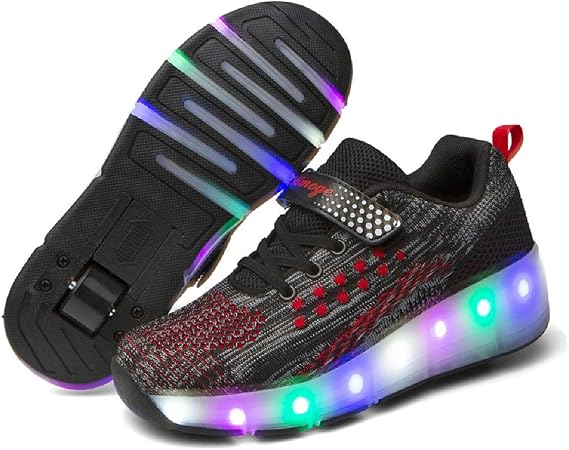 7 Colors LED Rechargeable Kids Roller Skate Shoes with Single Wheel Shoes Sport Sneaker