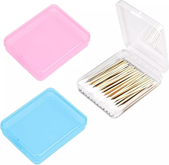 3 Pack Portable Travel Cotton Bud Holder Small Hair Tie Storage Containers Qtip Bathroom Storage Box with Lid for Cotton Swabs Thread