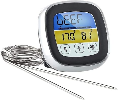 Instant Read Meat Thermometer for Grilling and Smoking Probe Food with Timer Mode for Kitchen Cooking Oven BBQ
