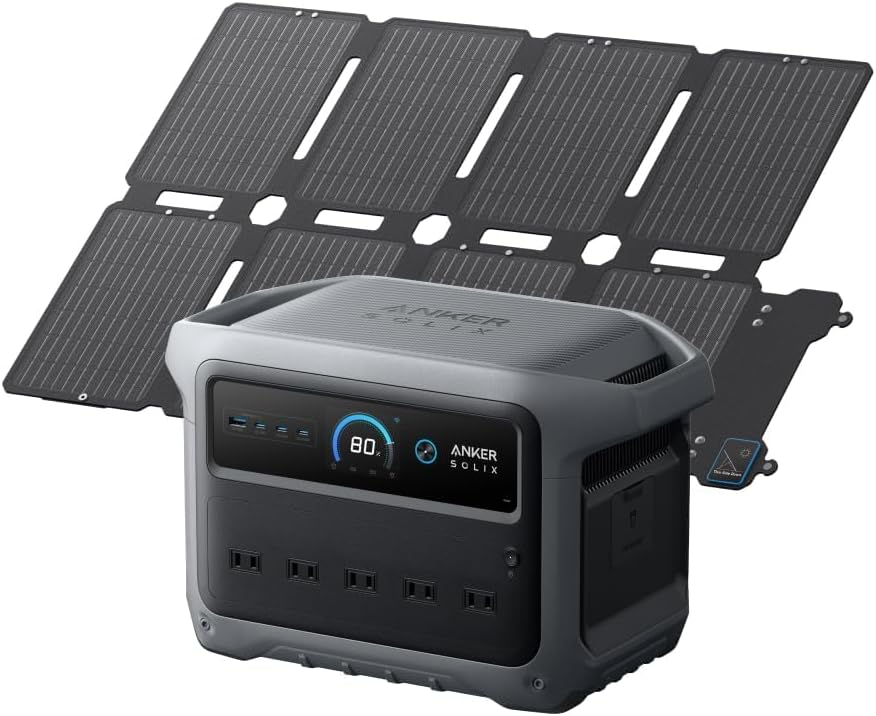 1024Wh Portable Power Supply & 100W Compact Solar Panel Set: Large Capacity, 1024Wh Solix C1000 Gen 2, High Output AC | 高出力1550W リン酸鉄 キャンプ 防災 A3サイズ 充電54分 車中泊 停電対策 アプリ対応 10年長寿命 世界最速充電 ソーラーパネル コンパクト セット