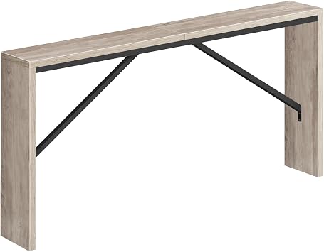 MAHANCRIS Console Table, 62.2" Long Sofa Table Behind Couch, Narrow Entryway Table, Farmhouse Dining Table with Angled Metal Frame, Industrial Console Table for Entryway, Greige CTHG15801