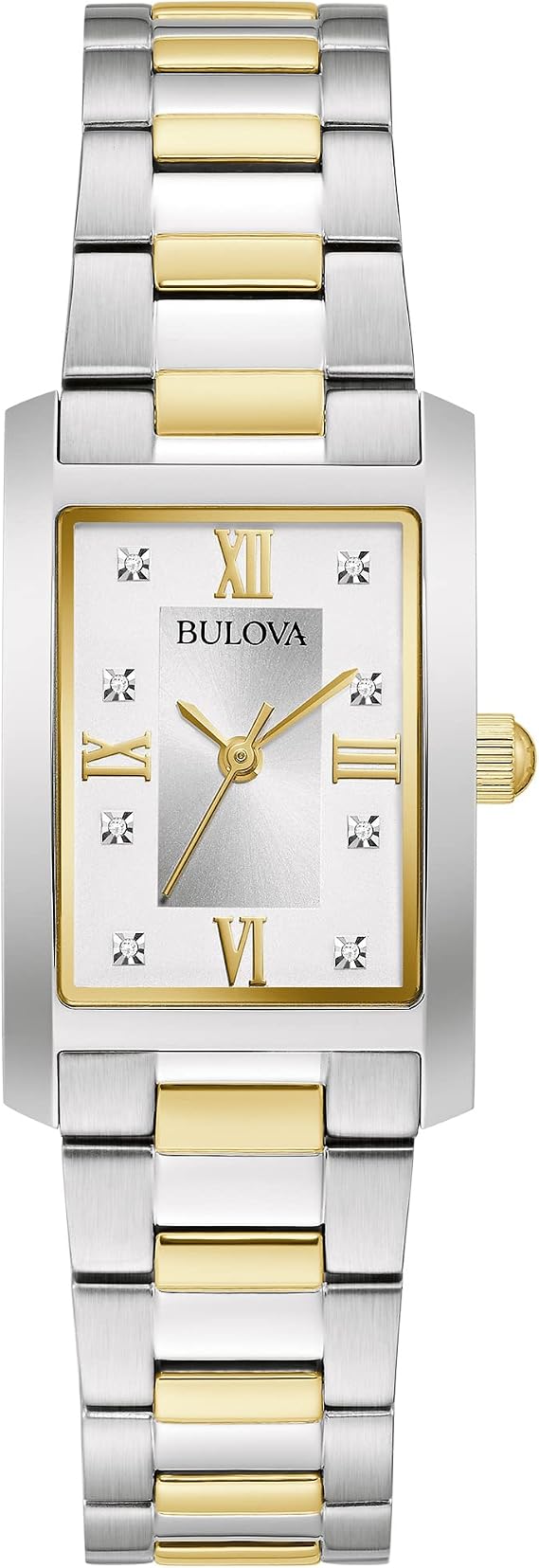Bulova Ladies' Classic Diamond Two-Tone Stainless Steel 3-Hand Quartz Watch, Rectangle
