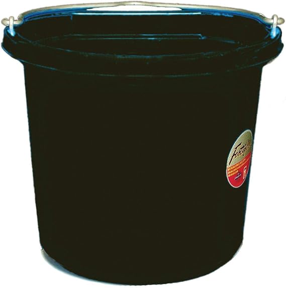 Fortiflex Flat Back Feed Bucket for Dogs/Cats and Small Animals, 24-Quart, Black