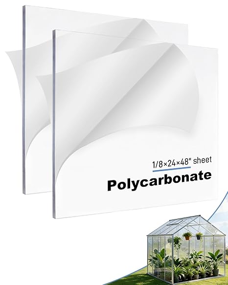 2 Pack 1/8" Thick Polycarbonate Sheet 24x48, UV & Impact Resistant Panel