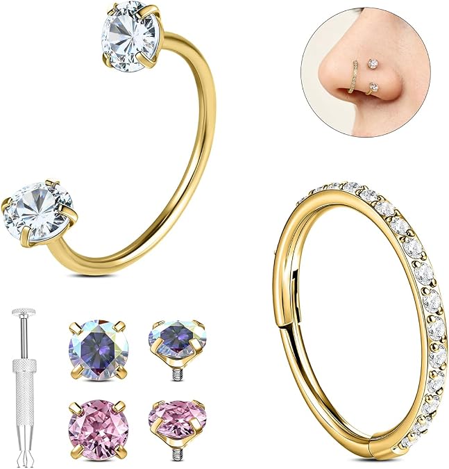 G23 Solid Titanium Nose Rings Studs 20G 6MM 8MM
