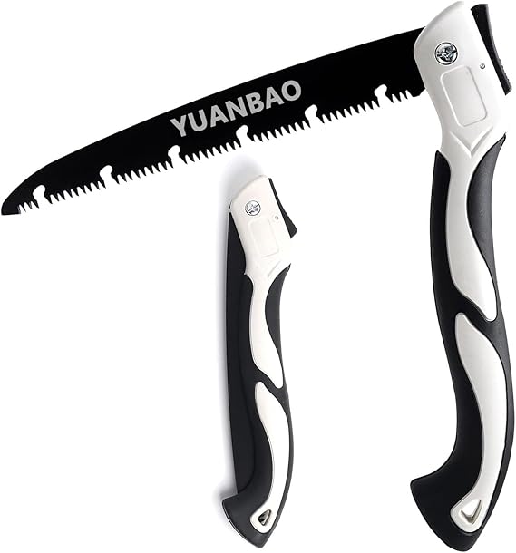 12 Inch Folding Saw, Pruning Hand Saw for Wood Cutting, Garden Pruner with SK5 Curved Blade, Triple- Cut Razor Teeth, Foldable Handsaw for Tree Trimming, Camping, Gardening and Carpentry