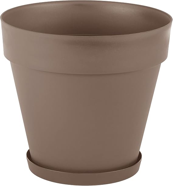 Serinova YS08 Yalı Saksı Drenaj Aparatlı Tabaklı Dekoratif Saksı 55cm, 76 Litre Mocha