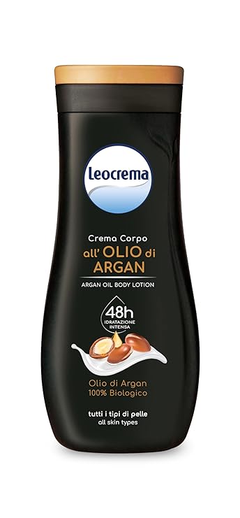 Leocrema: "Crema Fluida" Body Lotion with 100% Organic Argan Oil * 8.45 Fluid Ounces (250ml) Bottle * [ Italian Import ]