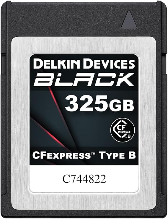 Delkin Devices 325GB Black CFexpress Type B 2.0 Memory Card | 1860MB/s Read, 1700MB/s Write | Rugged Camera Memory Card for Professional Photographers and Videographers