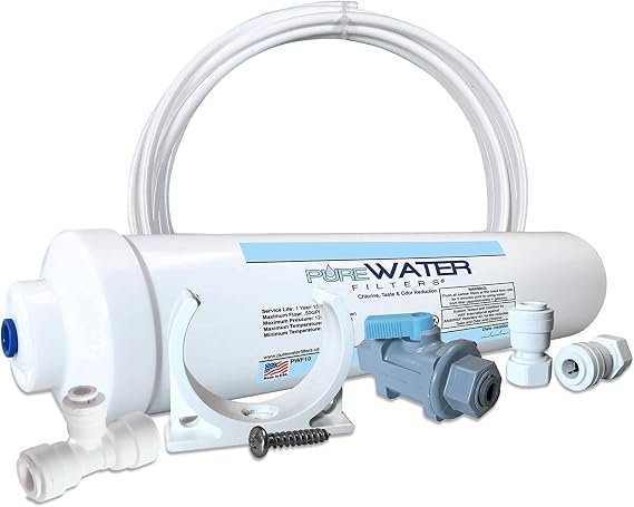 PureWater Filters Inline Water Filter Kit for Ice Makers, 1/4-Inch