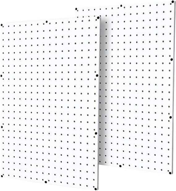 Tablero paneles por wallpeg – Peg junta plástico Pegboard Kit 24 "x24", Blanco, 24X24X1/2