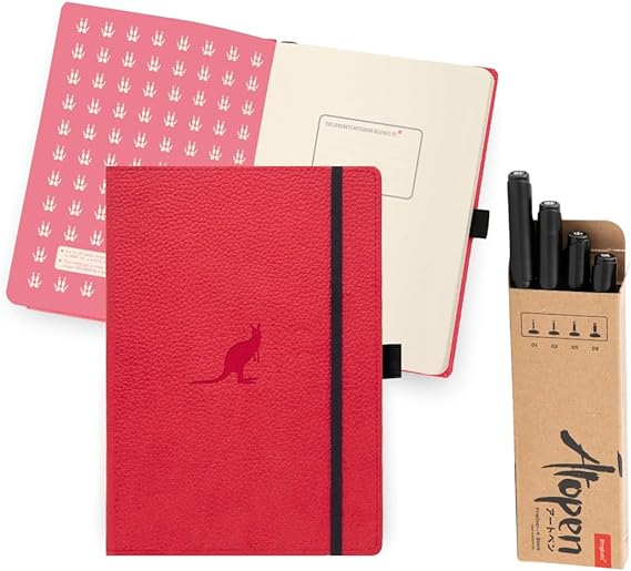 Dingbats Wildlife Ruled A5 Notebook Journal and 4 Pack Fineliner Pens Bundle