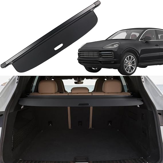 Cargo Cover for Porsche Cayenne 2019-2023 Accessories Rear Trunk Cover Rear Trunk Security Cover Shielding Shade, Black