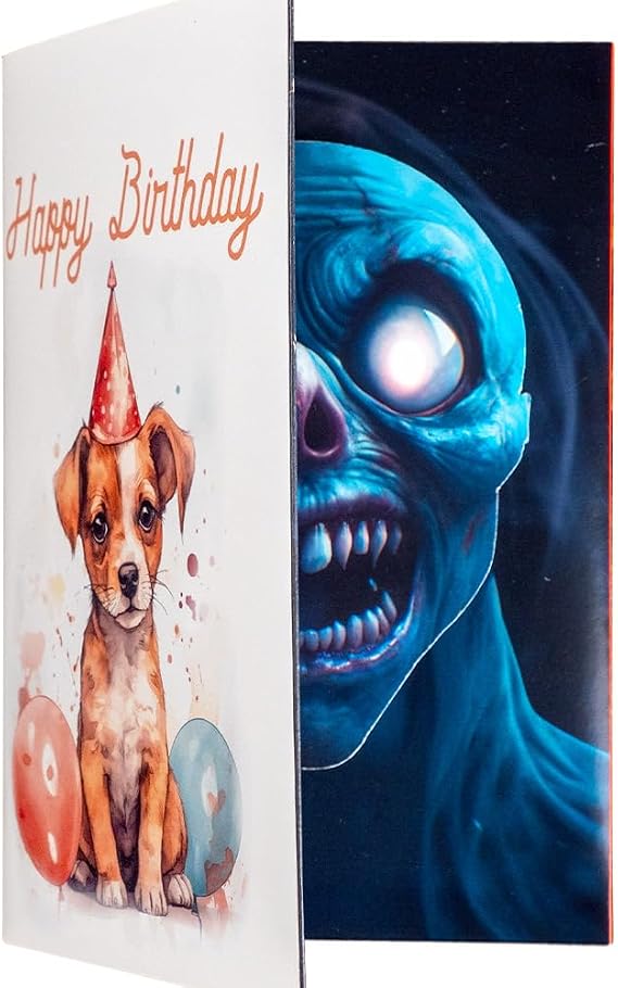 Joyadora Scary Prank Birthday Card - Funny Birthday Cards for Men and Women | Scary Musical Birthday Card with Creepy Voice & Jump Scare Sound Effects Funny Horror Gag Gift for Horror Movie Fans