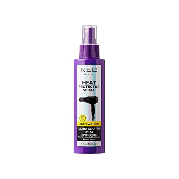 Red by Kiss Heat Protector, 4 Fl Oz - Ultra Keratin Spray for Thermal Protection, Enriched with Vitamin B5 & Keratin, Hydration, Strength, and Anti Frizz