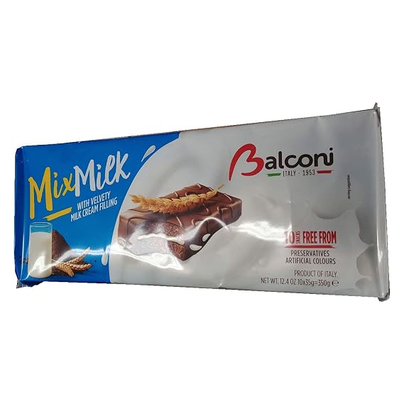 Balconi Mix Milk with Valvety Milk Cream, 10 Snacks, 350 Gram (Pack of 4)