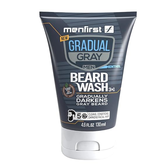 MENFIRST 3-in-1 Gradual Gray Beard Wash Shampoo for Men