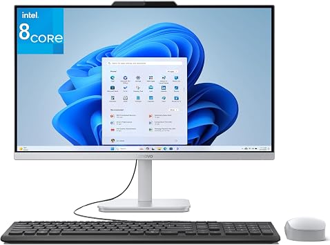 Lenovo 24 23.8" All-in-One Desktop Computer for Home Office, 32GB RAM, 1TB PCIe SSD, Intel Processor 8-Core i3-N305, Lifetime Office 365 for Web, FHD AIO PC, WiFi 6, BT 5.2, Win 11, White