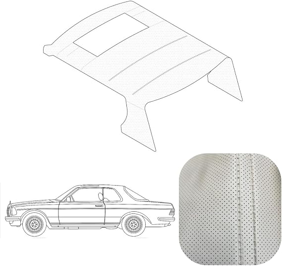 Omega Perforated Headliner for Mercedes W123 230C 280CE 300CD Sunroof Cream | Fits 19761986 Coupe models with factory-style perforated leatherette construction for authentic restoration